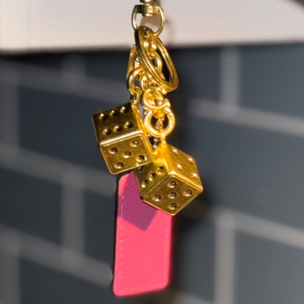 PINK COACH HANGTAG WITH GOLDEN DICE BAG CHARM + DUSTY - Picture 5 of 8